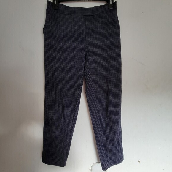 Banana Republic Striped Check Knit Elastic Waist Hayden Pant Navy Blue 2 Petite - Picture 1 of 12